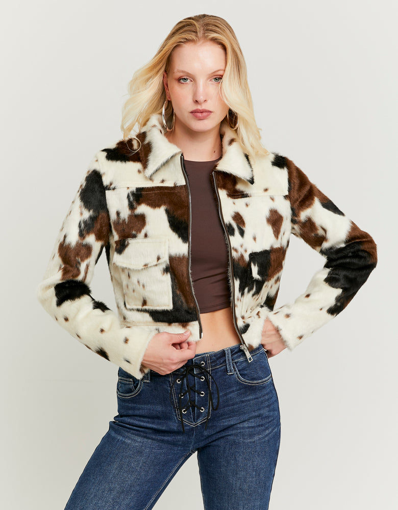 Cow Printed Jacket | Brown