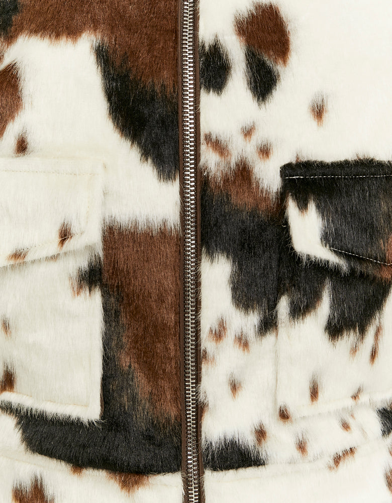 Cow Printed Jacket | Brown