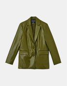 Faux Leather Blazer | Olive