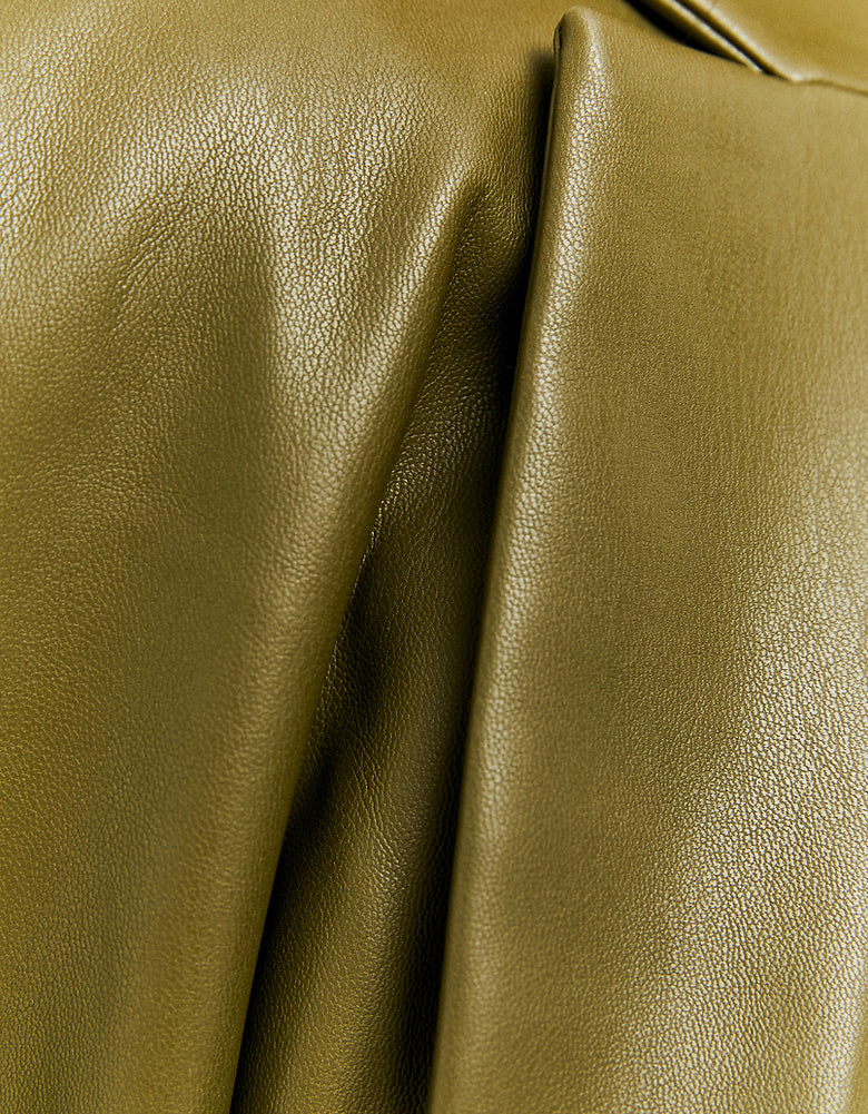 Faux Leather Blazer | Olive