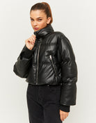 Faux Leather Padded Jacket | Black