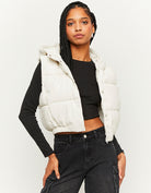 Hooded Sleeveless Padded Jacket | Beige
