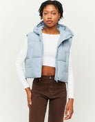 Hooded Sleeveless Padded Jacket | Blue