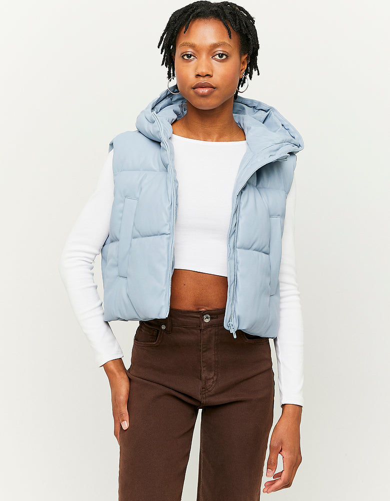 Hooded Sleeveless Padded Jacket | Blue