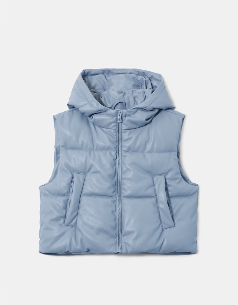 Hooded Sleeveless Padded Jacket | Blue