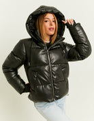 Fake Leather Padded Jacket | Black