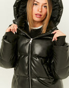 Fake Leather Padded Jacket | Black