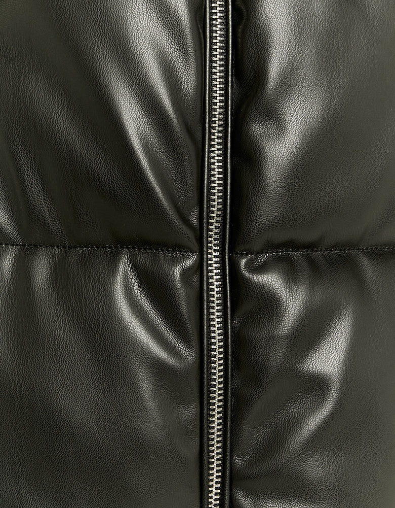 Fake Leather Padded Jacket | Black