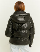Fake Leather Padded Jacket | Black