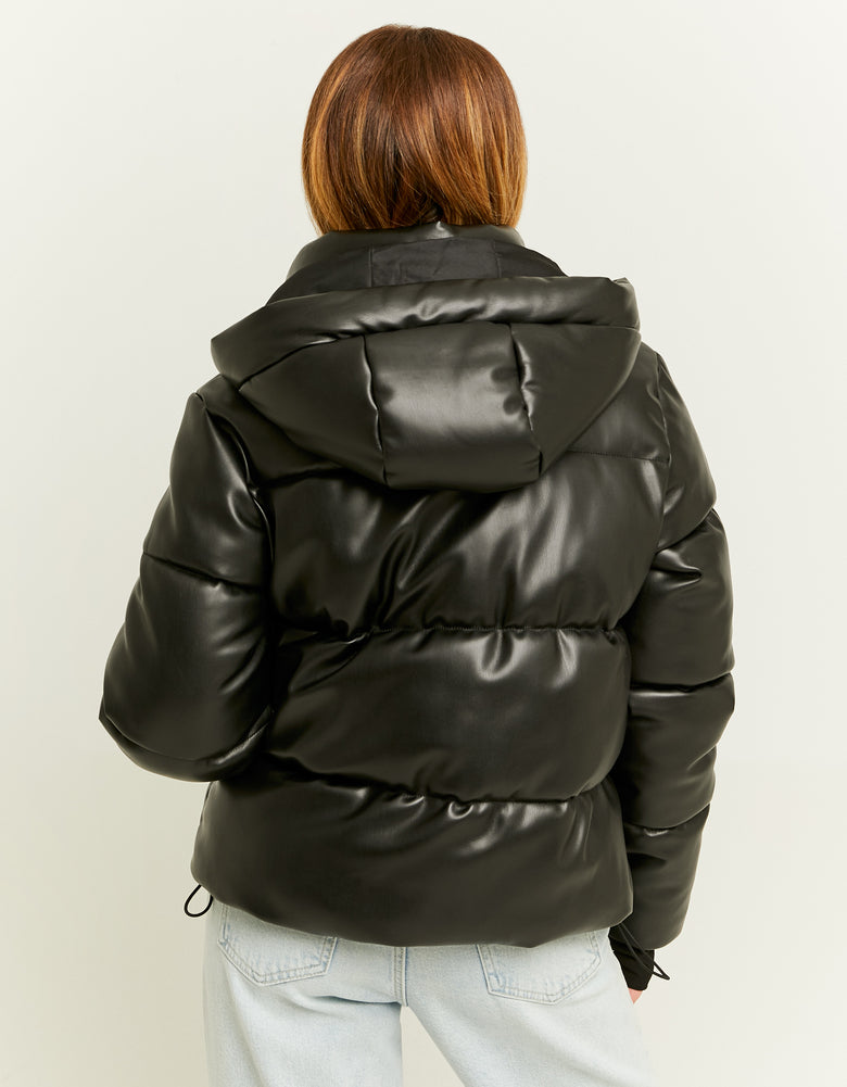 Fake Leather Padded Jacket | Black