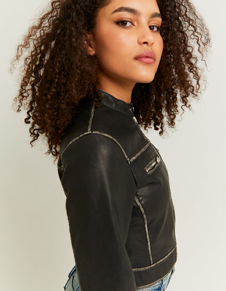 Faux Leather Jacket | Black