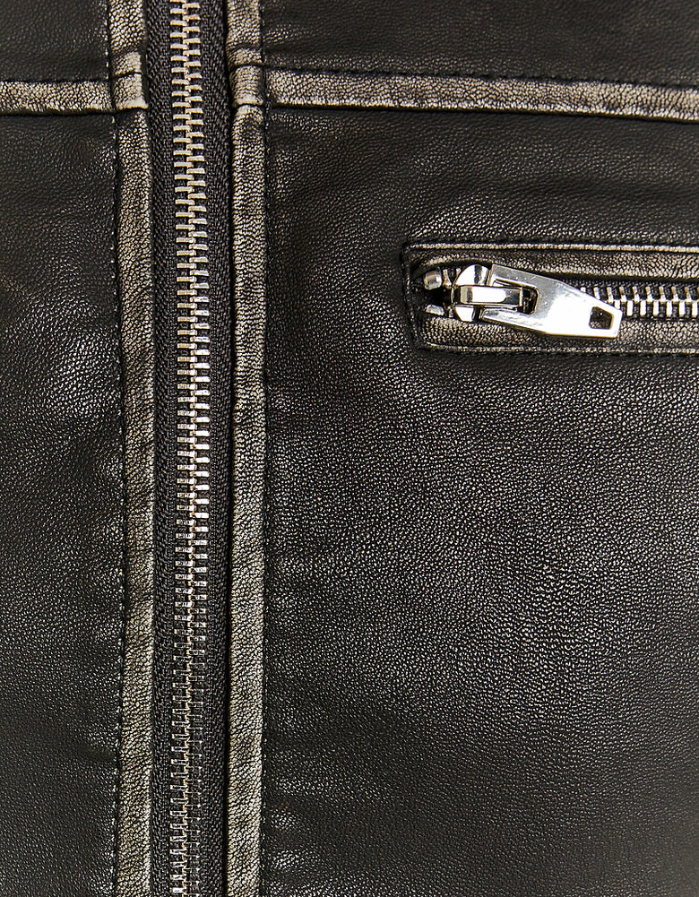 Faux Leather Jacket | Black