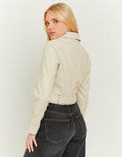 Faux Leather Biker Jacket | Cream