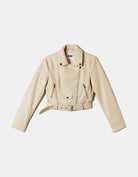 Faux Leather Biker Jacket | Cream