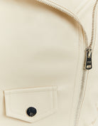 Faux Leather Biker Jacket | Cream
