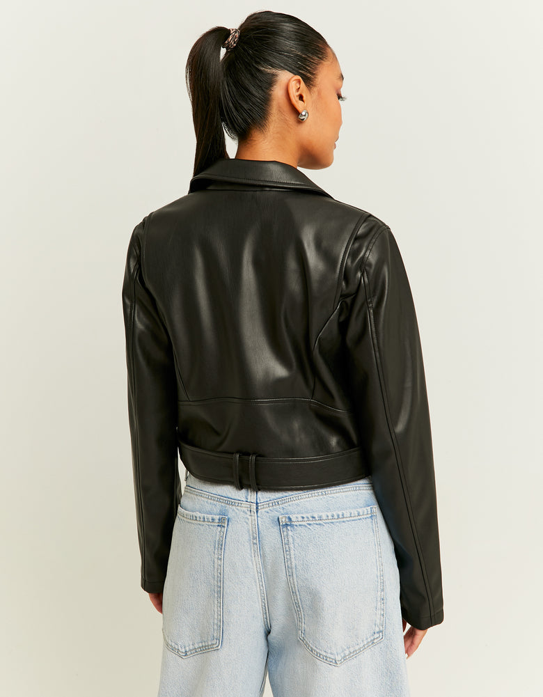 Faux Leather Biker Jacket | Black