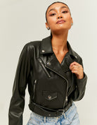 Faux Leather Biker Jacket | Black
