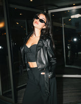 Faux Leather Biker Jacket | Black