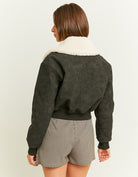 Washed Aviator with Removable Shearling Collar | Black