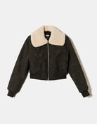 Washed Aviator with Removable Shearling Collar | Black