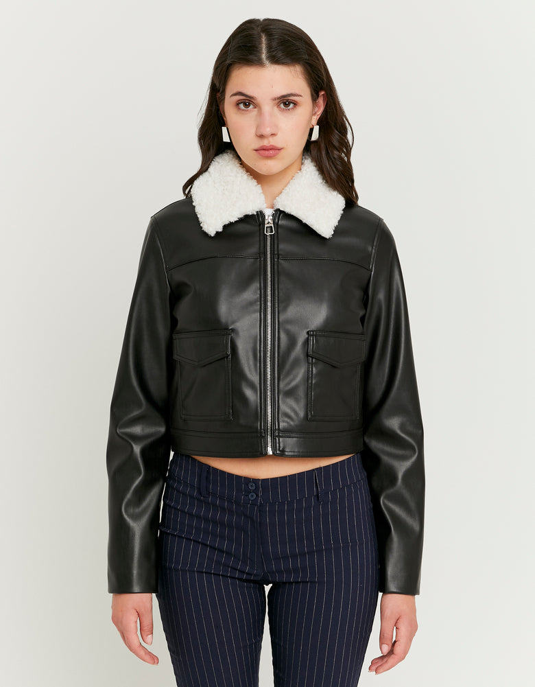 Jacket With Faux Fur Collar | Black