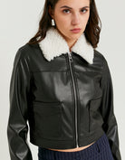 Jacket With Faux Fur Collar | Black