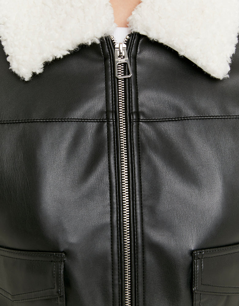 Jacket With Faux Fur Collar | Black