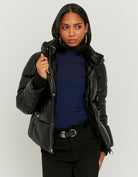 Puffed Leather Jacket | Black