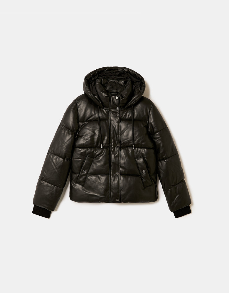 Puffed Leather Jacket | Black