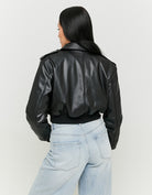 Faux Leather Bomber Jacket | Black