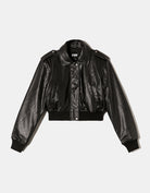 Faux Leather Bomber Jacket | Black