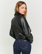 Faux Leather Biker Jacket | Black