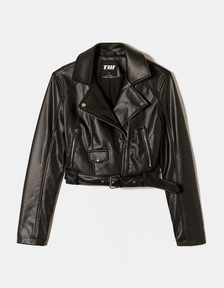 Faux Leather Biker Jacket | Black