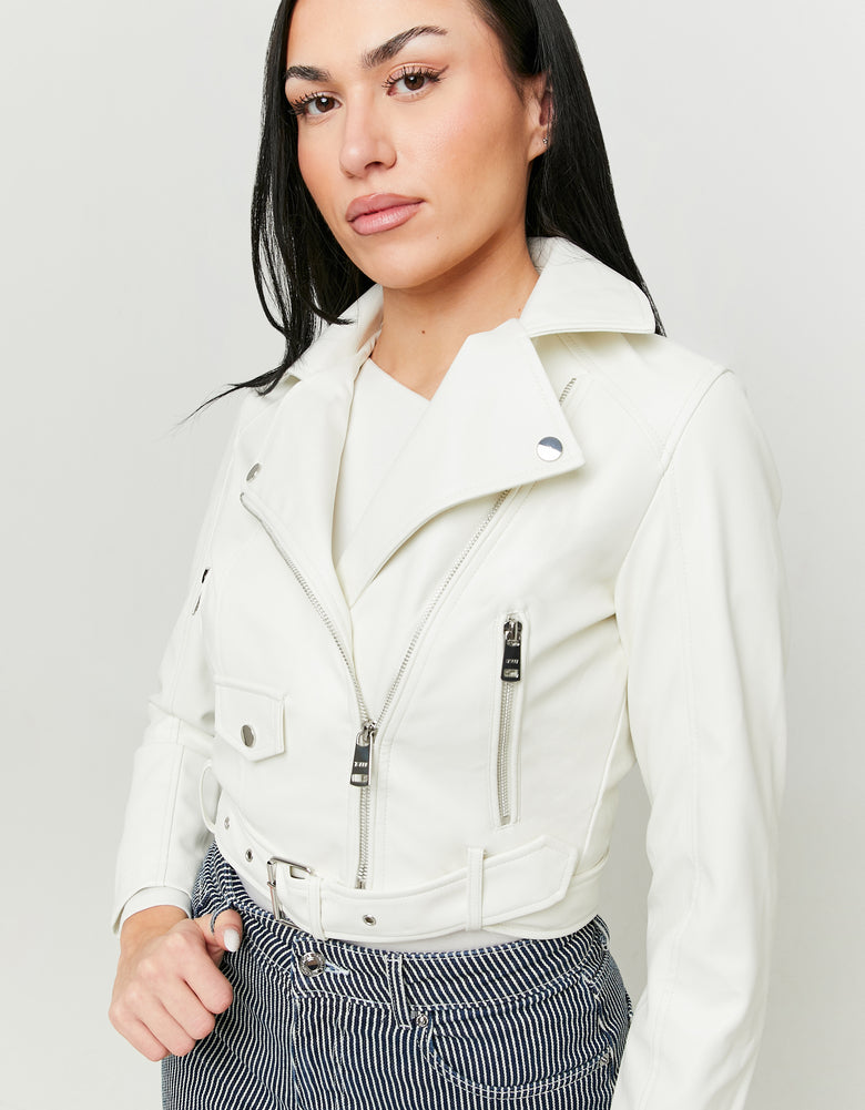 Faux Leather Biker Jacket | Off White