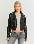 Faux Leather Biker Jacket | Black