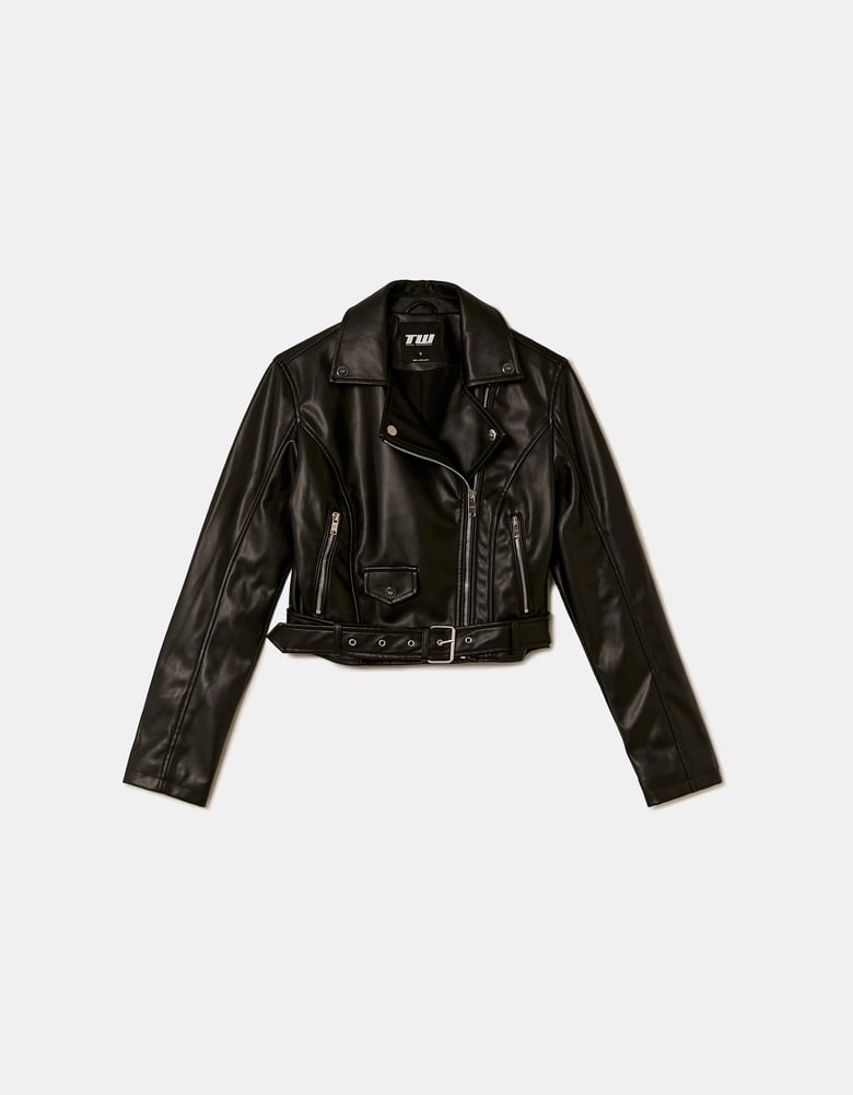 Faux Leather Biker Jacket | Black