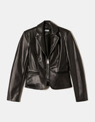 Faux Leather Zipped Blazer | Black