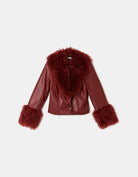 Faux Leather Jacket with Faux Fur | Red