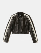 Faux Leather Biker Jacket | Black-White