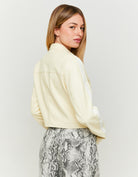 Faux Leather Biker Jacket | White-Yellow