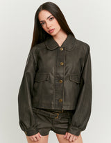 Faux Leather Jacket | Brown