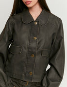 Faux Leather Jacket | Brown