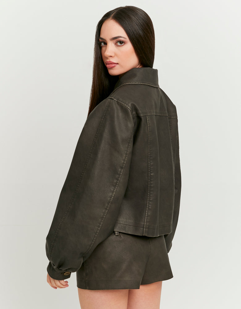 Faux Leather Jacket | Brown