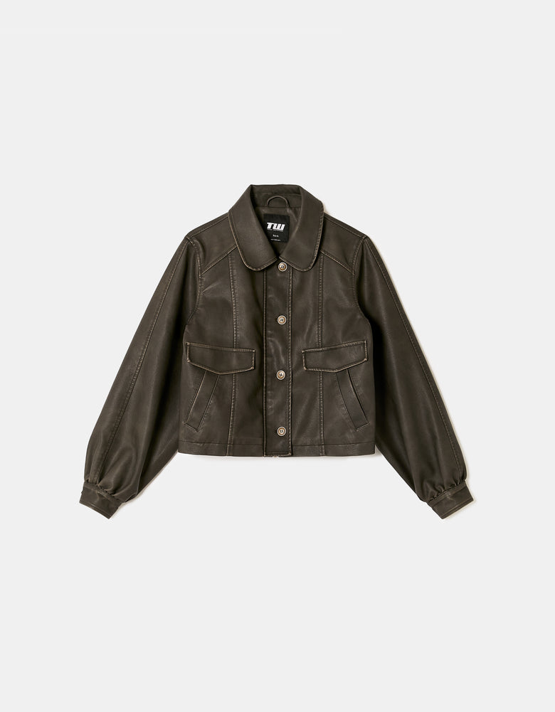 Faux Leather Jacket | Brown