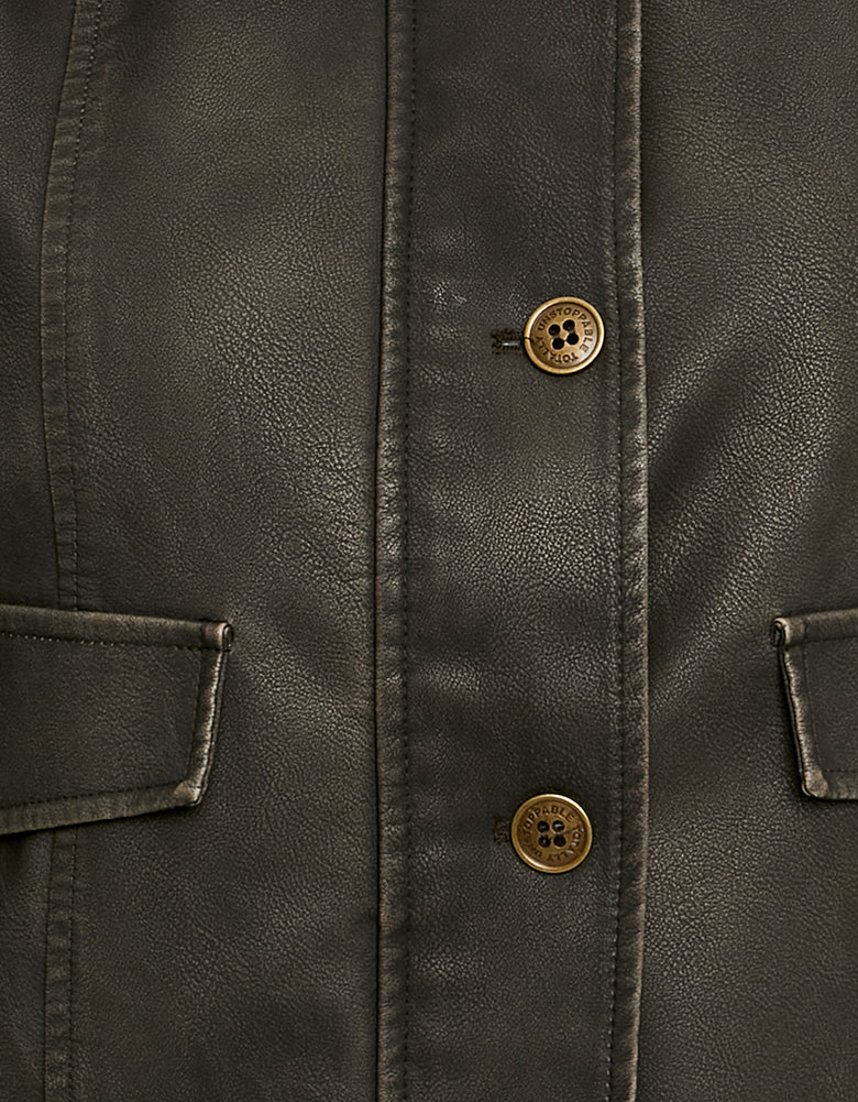 Faux Leather Jacket | Brown