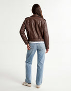 Faux Leather Biker Jacket | Brown