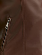 Faux Leather Biker Jacket | Brown