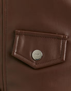 Faux Leather Biker Jacket | Brown
