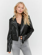 Faux Leather Biker Jacket | Black