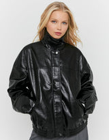 Faux Leather Jacket | Black
